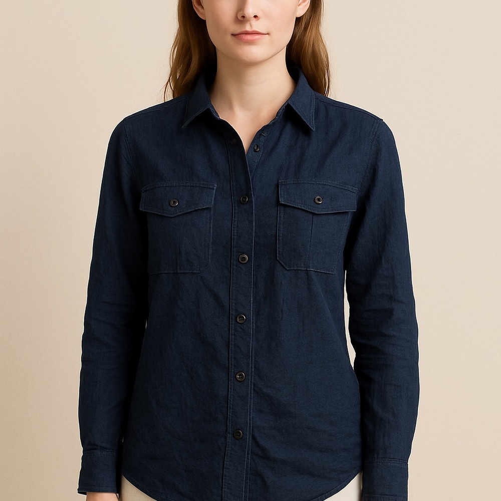 Express Fitted Navy Blue Shirt